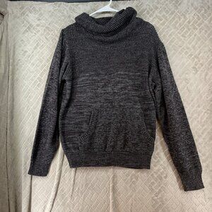 Trash Nouveau Mens XXL Sweater Dark Gray Knit Cowl Neck Pocket Preppy Casual